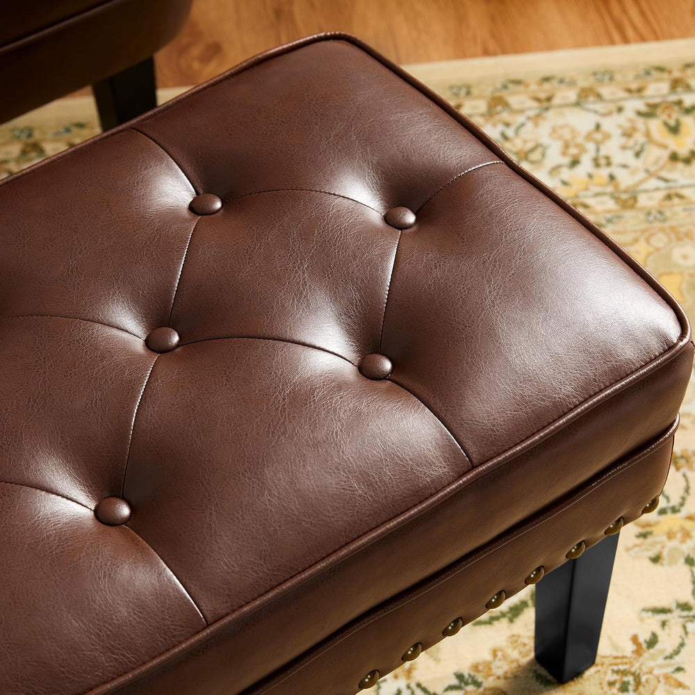 Glitzhome Faux Leather Foot Stool, Mid Century Modern Foot Stools Ottoman, Vi...