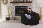 Chill Sack Bean Bag Chair - 5' Giant Memory Foam Lounge Chair with Soft Microfiber Cover – Cozy Furniture for Living Room, Dorm, & Kids' Rooms – Comfortable 5 Ft, Microsuede Lounge Sofa, Black