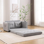 Convertible Sofa Bed, Folding Loveseat Sleeper Sofa Bed with Pillows,Fold Out Floor Couch with Cup Holder, Fabric Pull Out Sleeper Couch Bed for Living Room, Bedroom Lounge, Light Gary