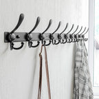 Dseap MaxStrong 2.0 Coat Rack Wall - 37” Long 10 Tri Hooks - Ultra Heavy-Duty Stainless Steel Wall Mount Coat Hanger, Hook Rail for Clothes Hats Jacket Towels Black