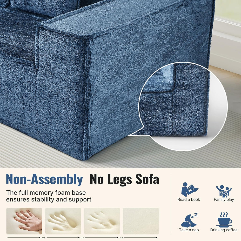 77'' Chenille Upholstered Modern Cloud Loveseat Sofa, No Assembly Req...