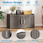 KAMABOKO Shoe Storage Cabinet Waterproof UV-Resistant, Entryway Storage Bench Indoor Outdoor with 2 Barn Doors, Adjustable Shelves for Entryway, Bedroom, Hallway,Living Room(Grey)