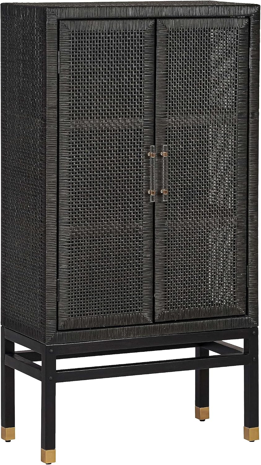 Tov Furniture Amara Charcoal Woven Rattan Wall Cabinet