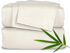 Split King Sheets by Pure Bamboo, Genuine 100% Organic Viscose Derived from Bamboo Bed Sheet Set, Soft & Cooling, Double Stitching *Not for Split Top (Split King, Ivory)