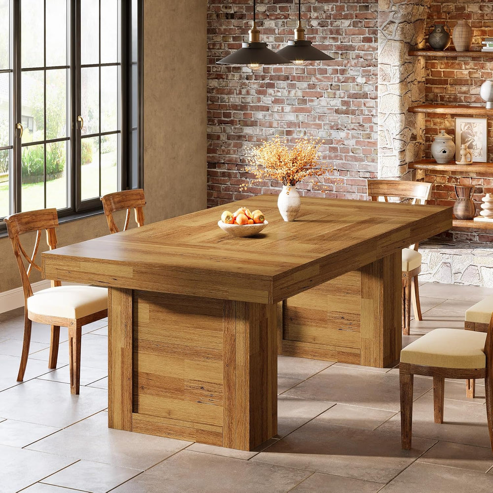 Tribesigns 63'' Farmhouse Dining Table for 6, Rectangle Wooden Kitche...