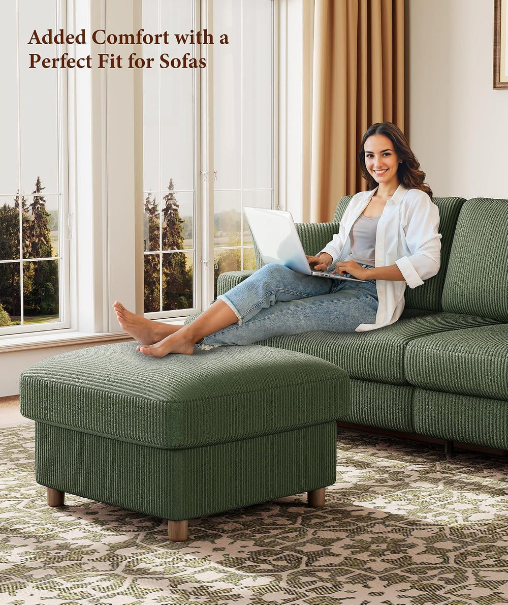 Kidirect Corduroy Ottoman with Storage, 25" Oversize Ottomans, Tool-Free...
