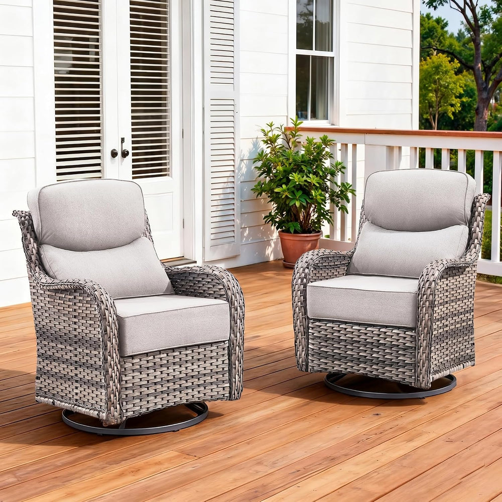 Luxury Outdoor Swivel Rocker Patio Chairs Set of 2 with 6-Inch Thick Cushions...