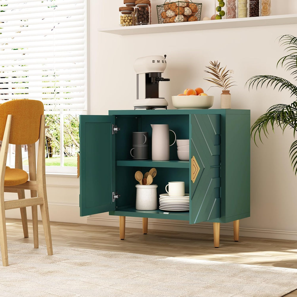 HLR 31.7'' Modern Sideboard Storage Cabinet with 2 Doors, Green