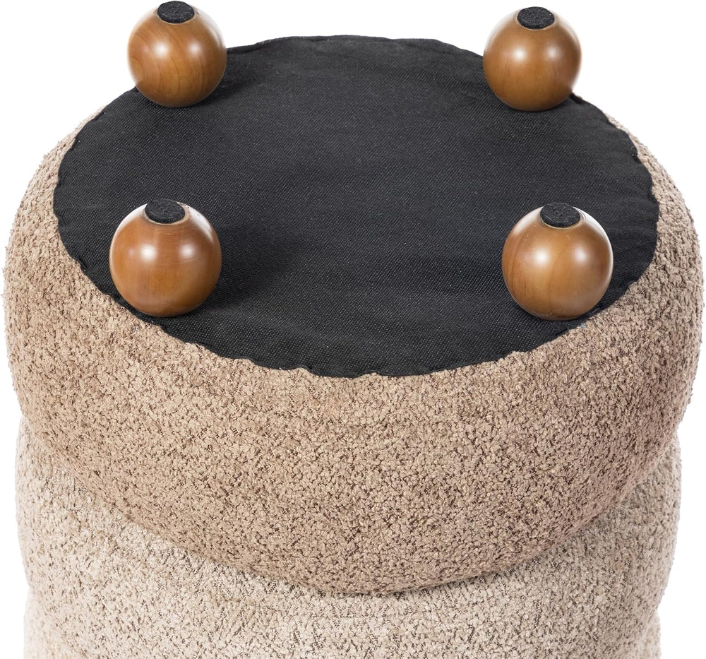 Glitzhome Round Ottoman with Storage, Small Foot Stool, Modern Accent Stool U...