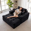 MAXYOYO Modular Sectional Chaise Lounge Sofa, Upholstered Lounge Chair with Ottoman, Comfy Couch with Layered Cushion, Tufted Upholstered Sleeper Chair for Living Room, No Assembly, Black
