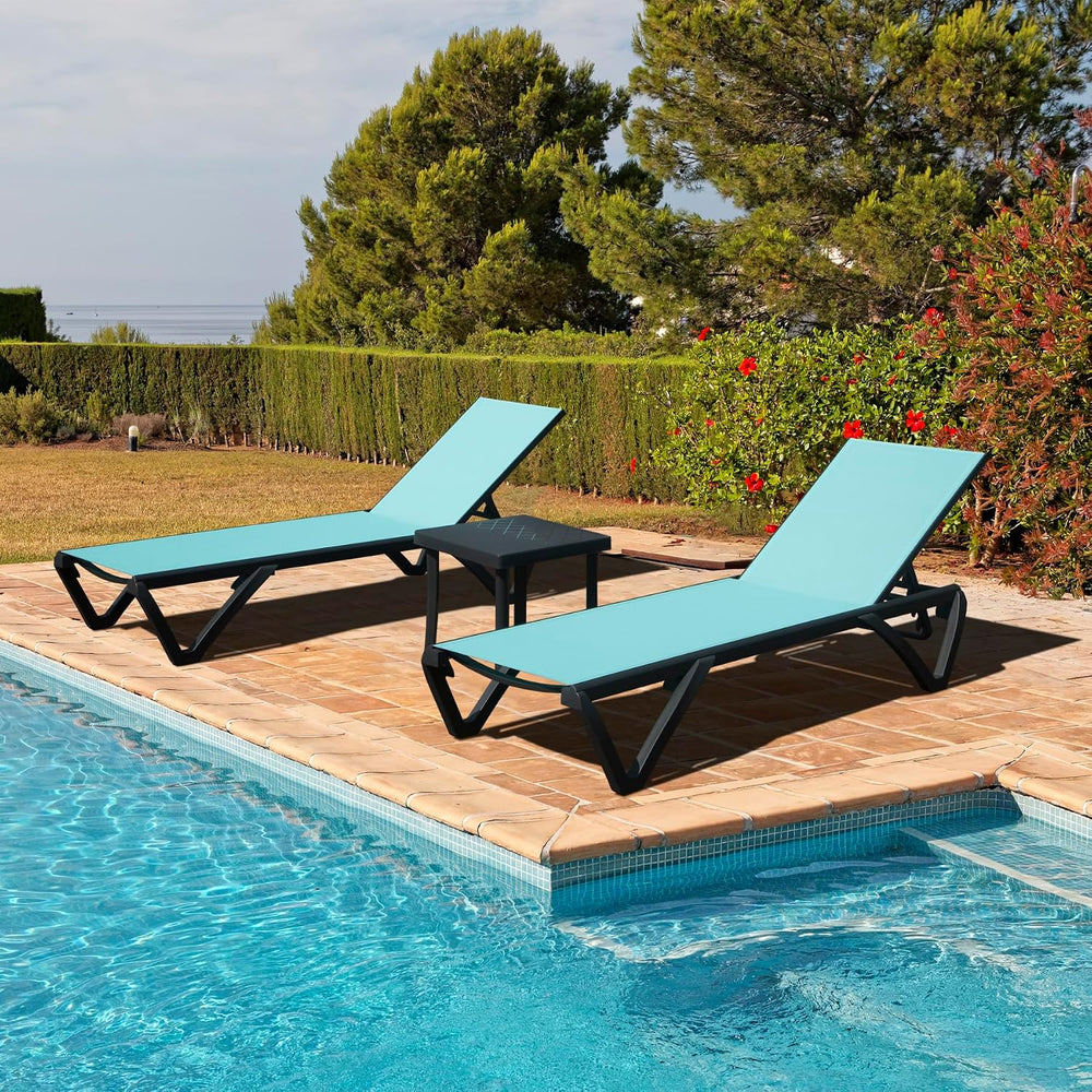 Domi Aluminum Pool Lounge Chair Outdoor Set of 2 Chaise Lounge Outdoor | Side...