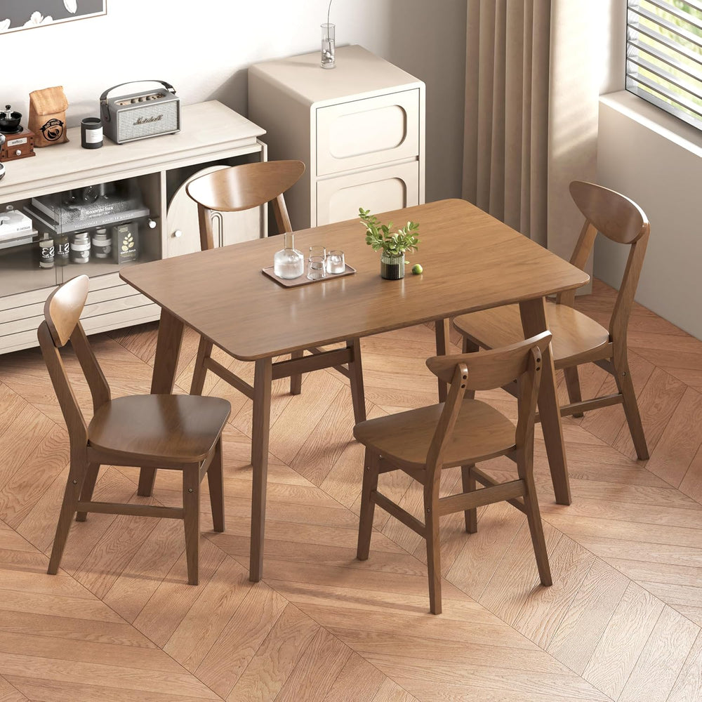 WiberWi 5 Piece Dining Table Set for 4, Solid Wood Kitchen Table Chairs Set o...