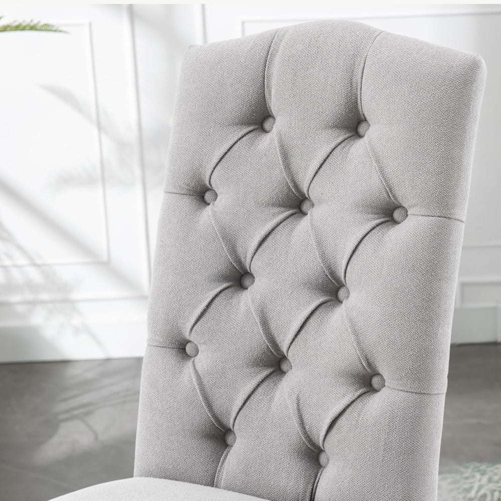Tufted Upholstered Parsons Dining Chair Set Fabric Diner Accent Stylish Moder...