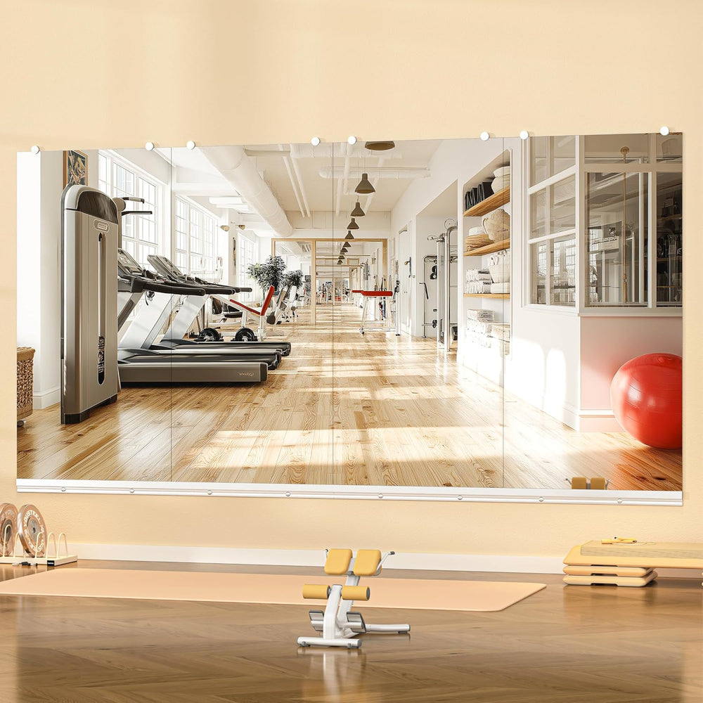 Hasipu Home Gym Mirror, 48"x24" Each, 4-Pack Frameless Wall Mounted...