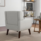 Mid-Century Modern Linen Blend Accent Chair, Beige, Set of 2 | Tufted Button Backrest, 4.5" Plush Seat Cushion, Solid Wood Frame, Easy Assembly, For Living Room Bedroom, & Small Spaces