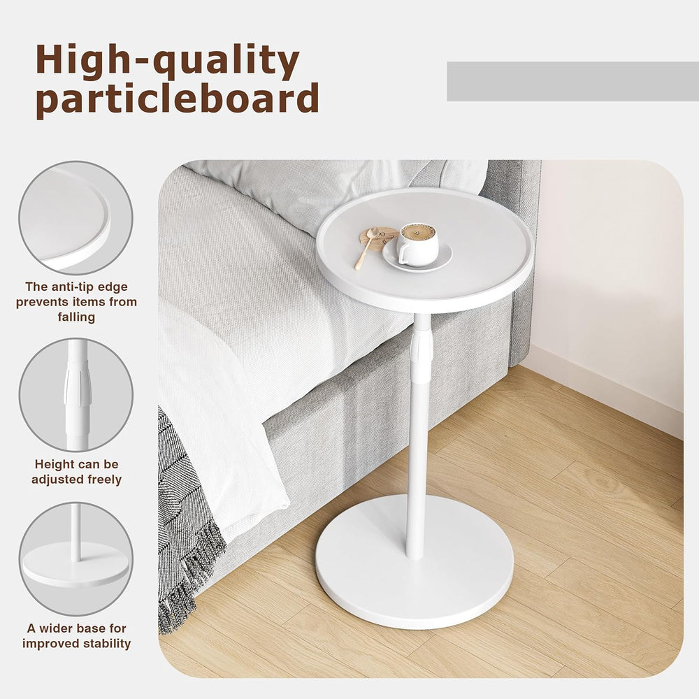 Adjustable Round Side Table, Small End Table, Pedestal Drink Table for Small ...
