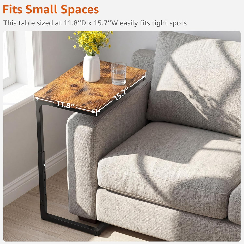 5-Level Adjustable C Side Table - End Table Living Room Bedroom Indoor Small ...