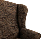 High Back Floral Accent Chairs Set of 2, Fabric Upholstered Armchair Retro Arm Club Chair for Living Room, Comfy Single Sofa Bedroom Reading Seat with Solid Wood Legs - Brown Cranberry
