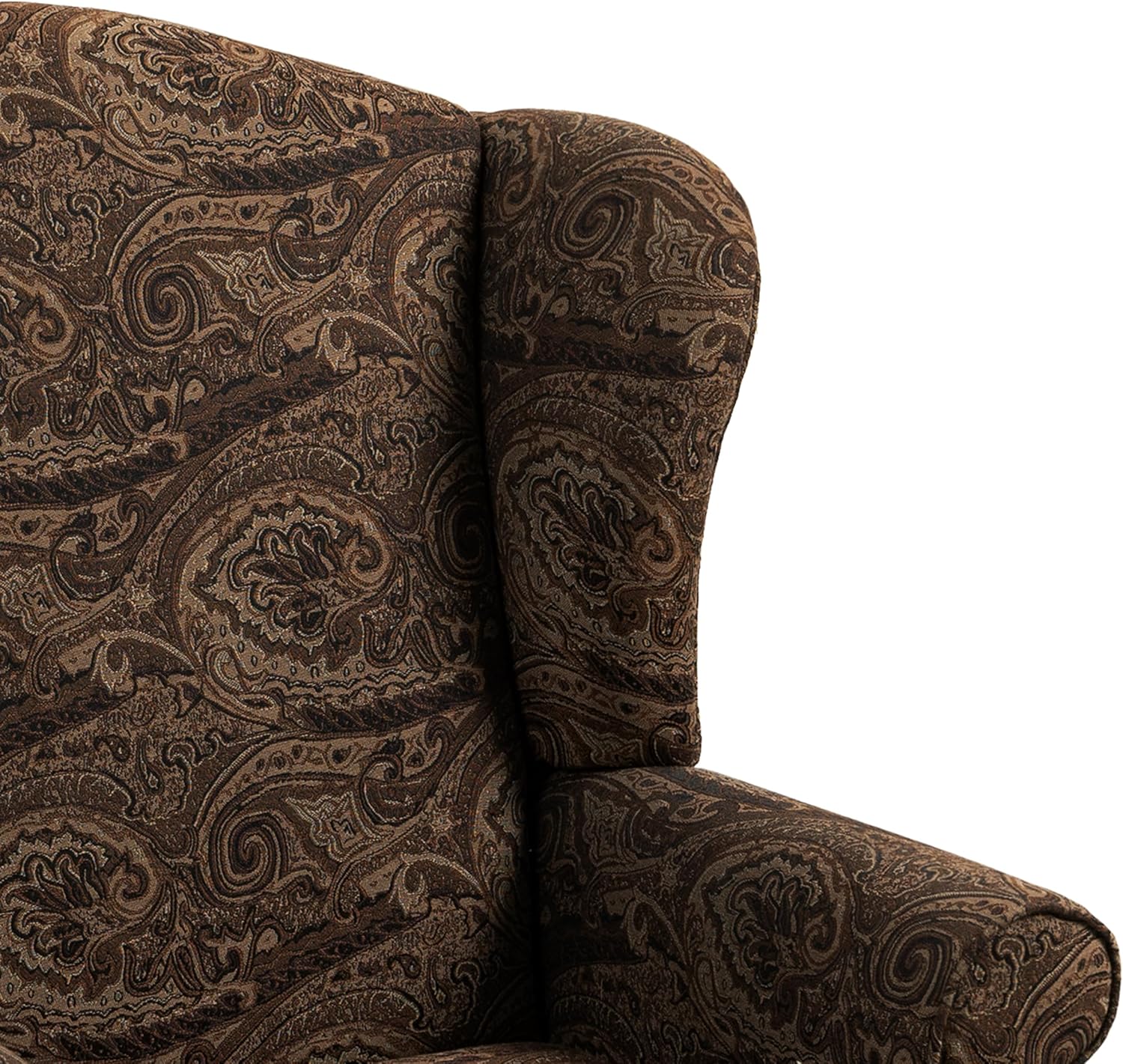 High Back Floral Accent Chairs Set of 2, Fabric Upholstered Armchair Retro Arm Club Chair for Living Room, Comfy Single Sofa Bedroom Reading Seat with Solid Wood Legs - Brown Cranberry