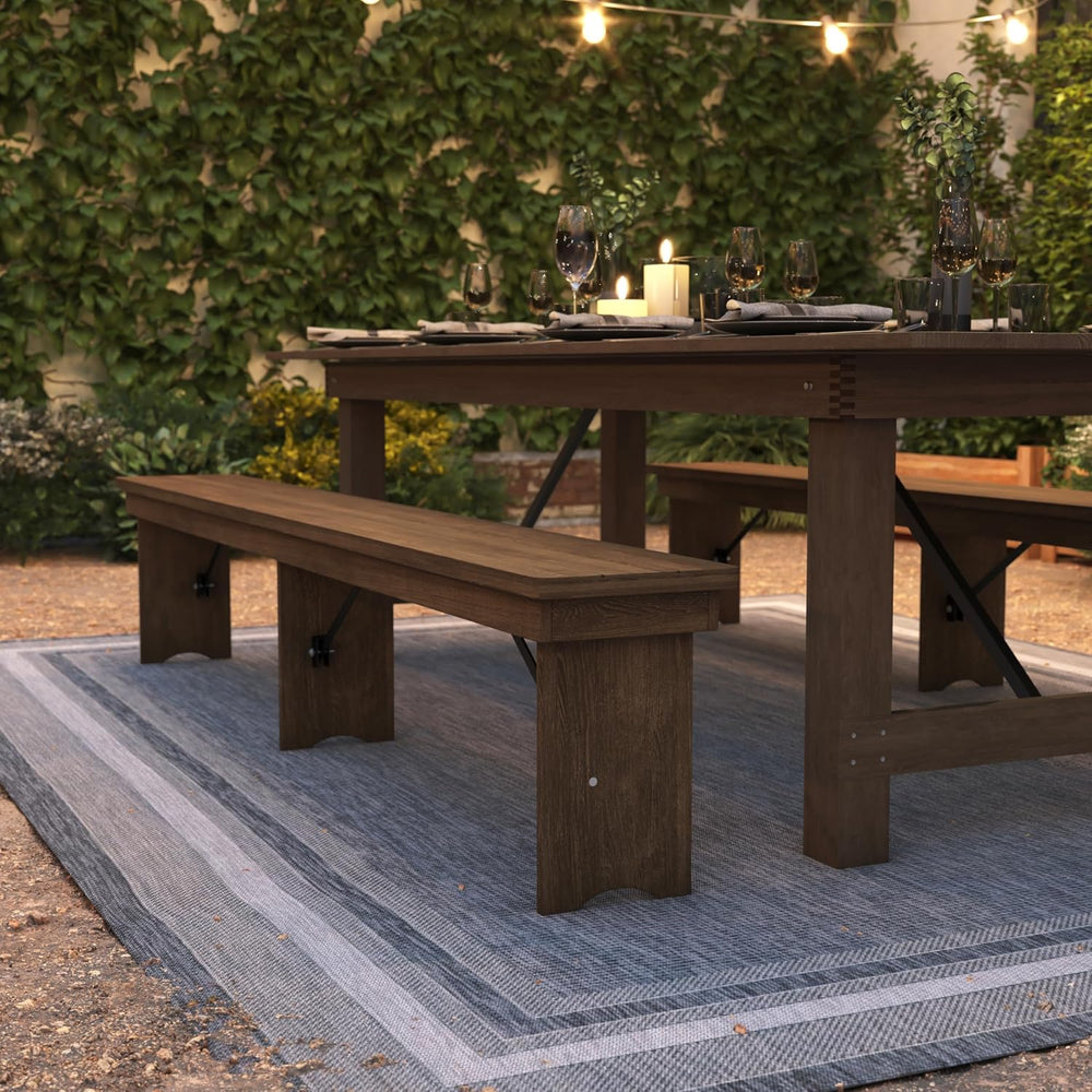 Flash Furniture Hercules 96x12 Folding Bench with Legs, Rustic | Foldable Loc...