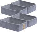 Large Shallow Organizing Baskets 15x11x5.1 Inches - Rope Woven Storage Bins for Bathroom, Shelves, Cube Closet, Mixed Grey 4 Packs