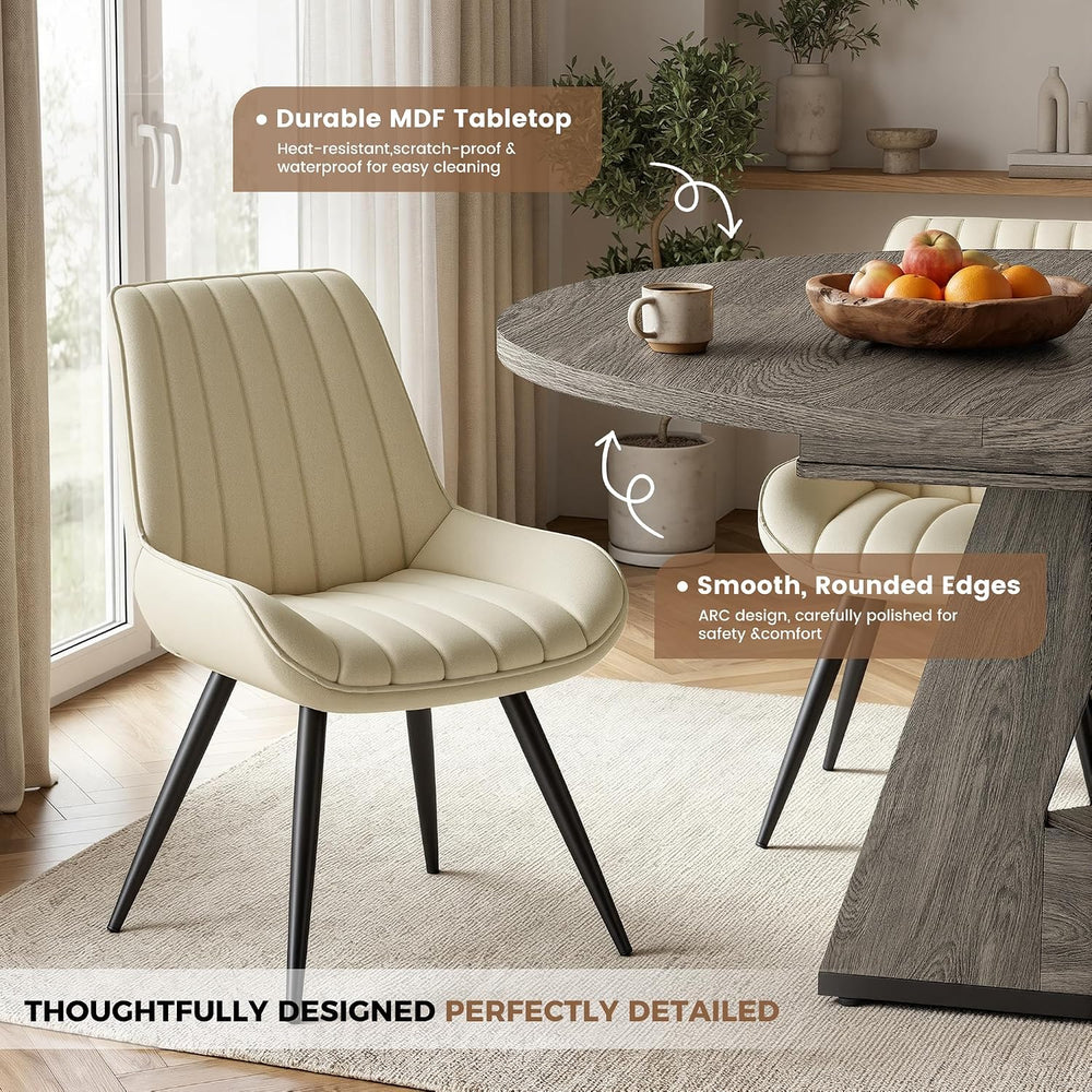 Miereirl Extendable Dining Table Set for 4-6, 47.24"-63" Round to O...