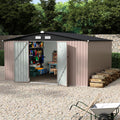 12x12 FT Metal Storage Sheds Outdoor, Metal ToolShed with Lockable Door, Metals Yard Sheds Metals Garden Shed Kit, MetalUtility Sheds Buildings with Air Vent for Backyard Garden Patio Lawn