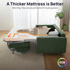 Pull Out Sofa Bed, No Cushion Removal, Queen Sleeper Sofa with USB Fast Charging, Memory Form Mattress, 2-in-1 Convertible Comfy Loveseat Couch Bed for RV, Apartment, and Small Spaces (Green)