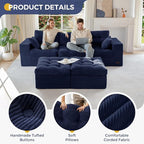 MAXYOYO 104" U Shaped Modular Sectional Sofa with 2 Ottomans, Cloud Boneless Couch with Layered Cushion, Flexible Module Combination Sofa for Living Room, No Assembly Required, Navy