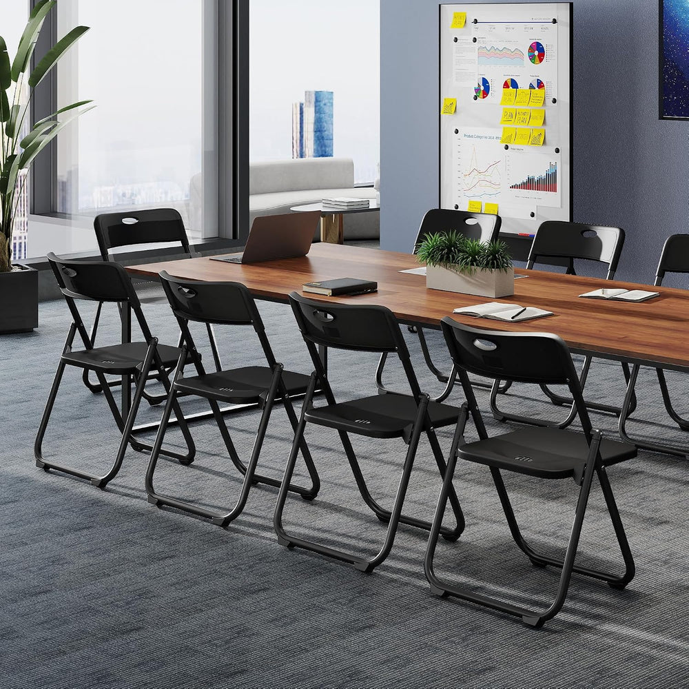 10 Pack Black Plastic Folding Chairs, Lightweight Foldable Chair with 350lbs ...