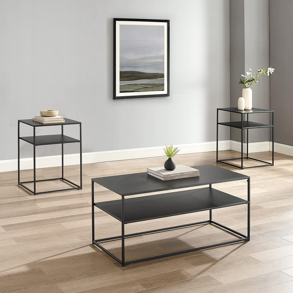 Crosley Furniture Braxton 3-Piece Living Room Table Set with Coffee and Side ...
