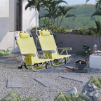 Aluminum Beach Chair Oxford Fabric 100kg Capacity Khaki | Seat Height 20.1 cm, 19.7" x 16.5" Seat, Silver Aluminum Frame, Lightweight Portable, Outdoor Use