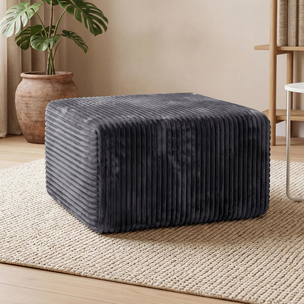 33.5'' Plush Fluffy Corduroy Ottoman for Floor Couch in a Box, Modern...