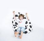 Gouchee Home Brava Collection Contemporary Oversized Cotton Upholstered Soccer Design Bean Bag Chair, Black/White