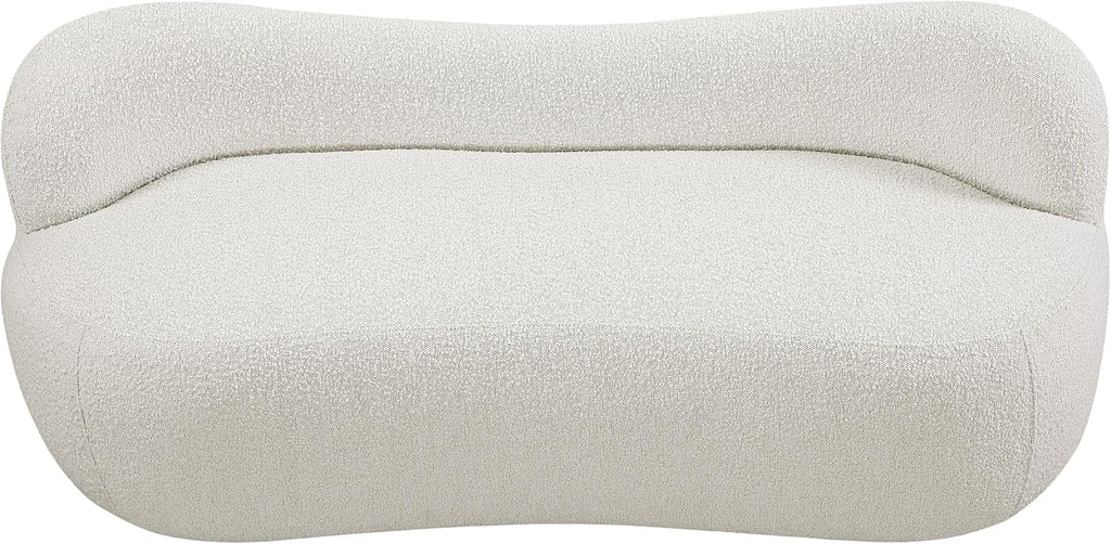 Meridian Furniture 119Cream Flair Collection Modern | Contemporary Boucle Fabric Upholstered Bench with Curved Back Design, Cream, 62" W x 23" D x 24" H
