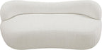 Meridian Furniture 119Cream Flair Collection Modern | Contemporary Boucle Fabric Upholstered Bench with Curved Back Design, Cream, 62" W x 23" D x 24" H