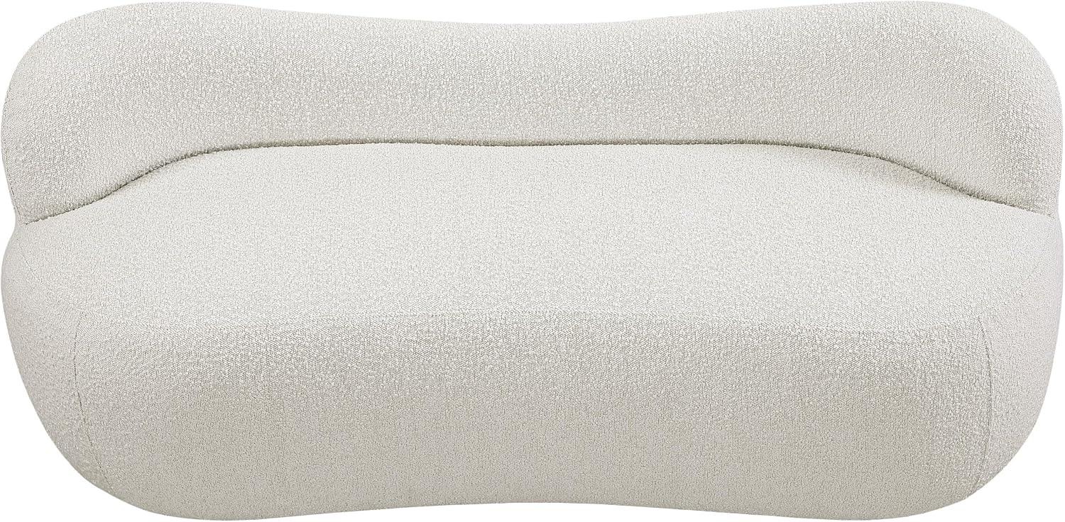 Meridian Furniture 119Cream Flair Collection Modern | Contemporary Boucle Fabric Upholstered Bench with Curved Back Design, Cream, 62" W x 23" D x 24" H