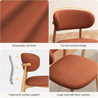 Kitchen Dining Chairs Set of 6 Modern Soft Linen Farmhouse Dining Room Chair with Metal Legs, Orange/Original