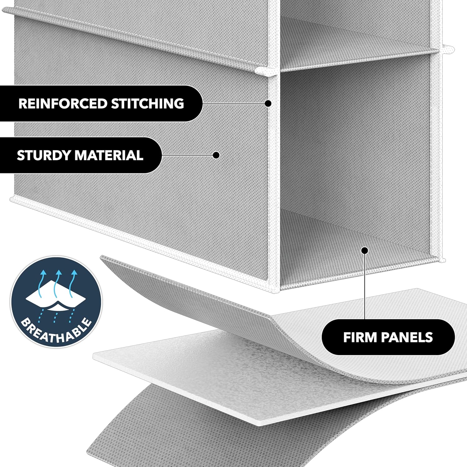 Simple Houseware 10 Shelves Closet Hanging Shoe Organizer, Gray | Dual Metal Hooks, Holds Up to 20 lbs, for Narrow Space