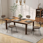 LSSPAID Dining Chairs Set of 4, Linen Fabric Upholstered Dining Room Chairs with Walnut Bentwood Back, Mid-Century Modern Kitchen Chairs with Adjustable Feet Pads, Coffee
