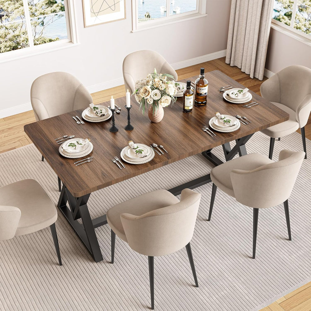 IRONCK 63" Dining Table for 4-6, Modern Rectangular Kitchen Table with S...