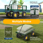 VIVOHOME Heavy Duty 880 Lbs Capacity Mesh Steel Garden Cart Folding Utility Wagon with Removable Sides and 4.10/3.50-4" Wheels 10 Inch Tire(Green)