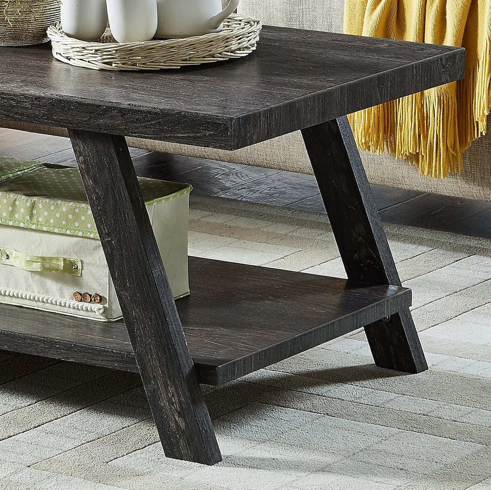 Roundhill Furniture Athens Contemporary Replicated Wood Shelf Coffee Table in...