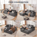 Mangodan Cloud Sectional Couch, Boneless Sofa for Living Room, Fluffy Comfy Couch with Deep Seat, Modular Sectional Sofa with L-Shaped Chaise, No Assembly Required, Dark Grey