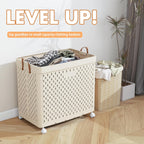 UAK Laundry Basket with Wheels, Collapsible Plastic Laundry Hamper with Handle, Foldable Laundry Basket Organizer for Laundry and Bathroom Ivory, XXXXL (110L)