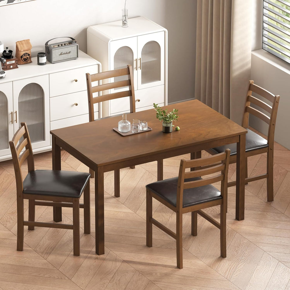 WiberWi Dining Table Set for 4, Solid Wood Kitchen Table and Chairs Set of 4,...