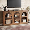Tribesigns TV Consoles with Storage Cabinets, Television Stand for 55/60/65 Inch TV, Farmhouse Media Entertainment Center Stand for Living Room, Dark Brown