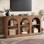 Tribesigns TV Consoles with Storage Cabinets, Television Stand for 55/60/65 Inch TV, Farmhouse Media Entertainment Center Stand for Living Room, Dark Brown
