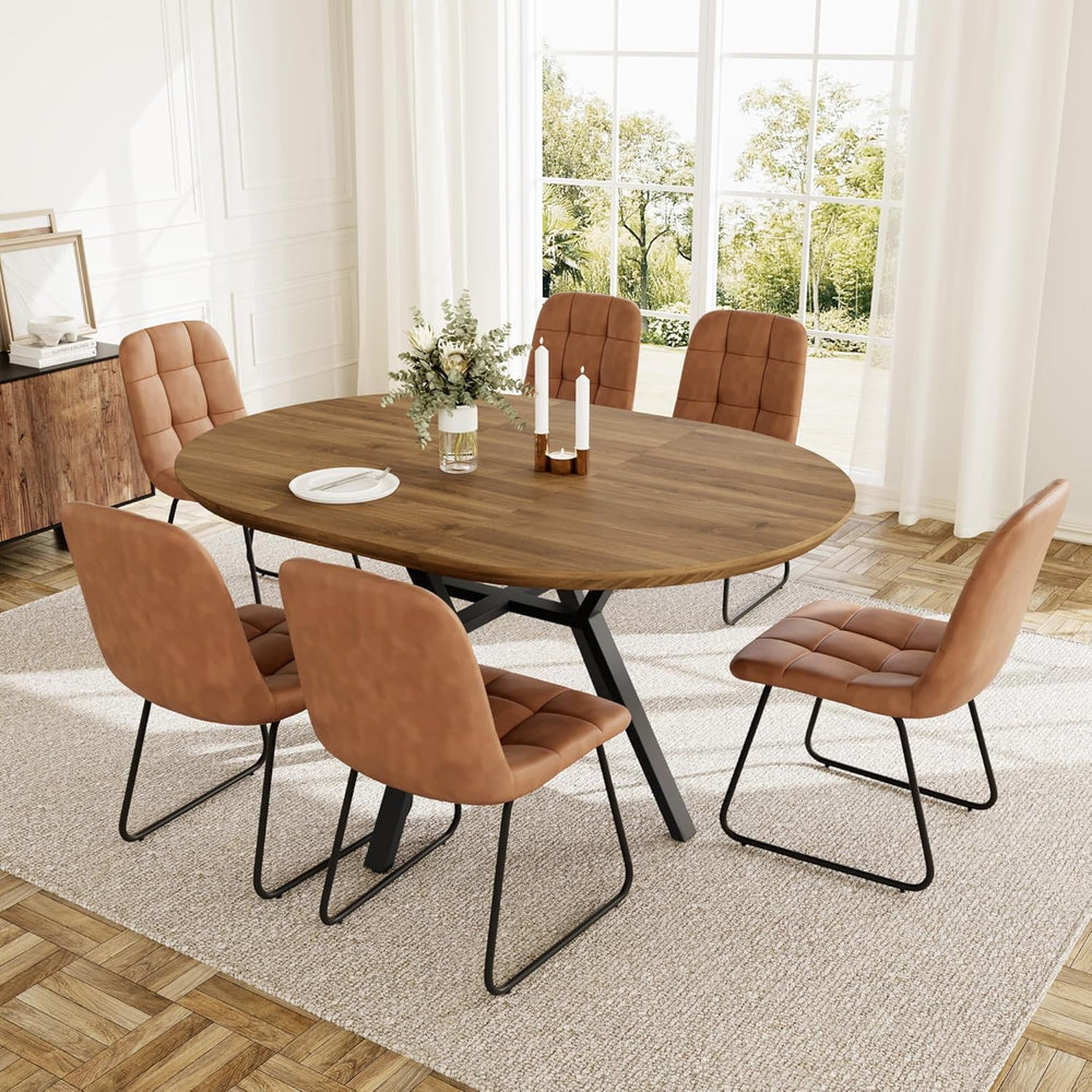 HIPIHOM Extendable Round Dining Table Set for 6 People, 43.3"-59.1"...