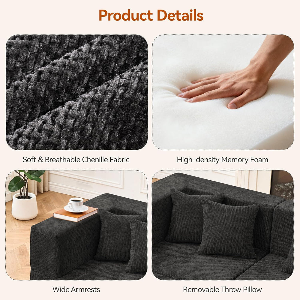 MONVANE 130'' Modular Sectional Cloud Couch for Living Room, 6 Seater...